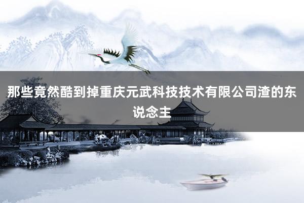 那些竟然酷到掉重庆元武科技技术有限公司渣的东说念主